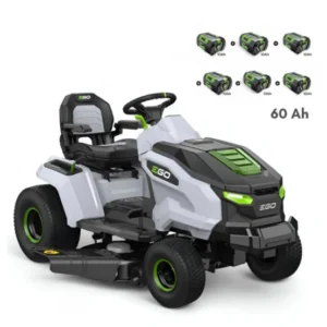 Tondeuse autoportée sur batteries coupe 107 cm EGO TR4201E, 6 batteries 10Ah et chargeur rapide
